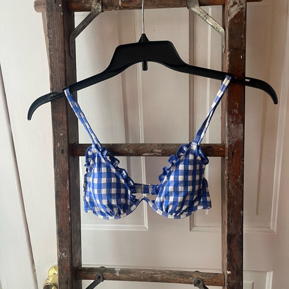 Wild Fable Blue gingham Ruffle Bikini size extra small